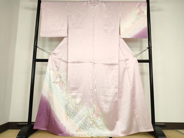 平和屋着物▽訪問着 単衣 駒刺繍 舞花楽器文 暈し染め 金銀彩 正絹 逸品 DABE4528az