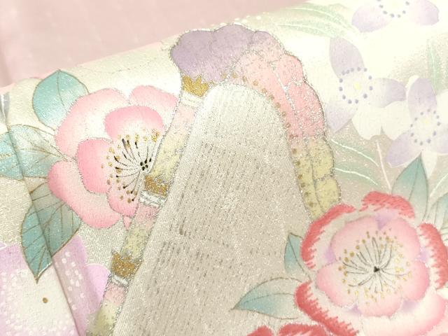 平和屋着物▽訪問着 単衣 駒刺繍 舞花楽器文 暈し染め 金銀彩 正絹 逸品 DABE4528az