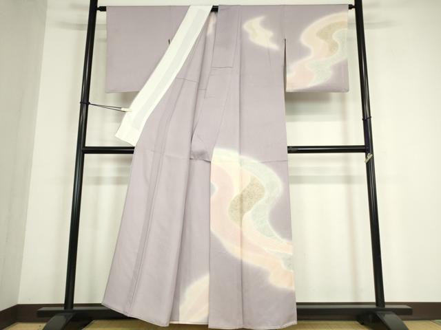 平和屋着物▽訪問着 単衣 流水菊唐草文 暈し染め 正絹 逸品 DABE4531az