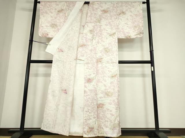 平和屋着物▽上質な小紋 単衣 舞扇 金彩 正絹 逸品 DABE4534az