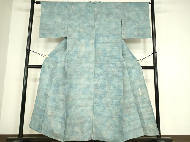平和屋着物▽東京染伝統工芸士 金田昇 紬 単衣 墨流し 正絹 逸品 DABE4542az