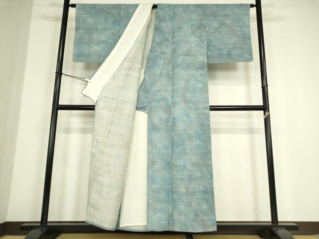平和屋着物▽東京染伝統工芸士 金田昇 紬 単衣 墨流し 正絹 逸品 DABE4542az