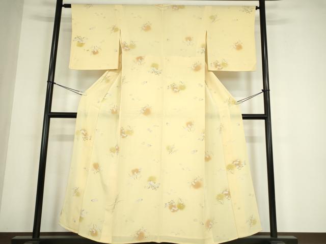平和屋着物▽上質な小紋 単衣 枝花文 正絹 逸品 DABE4544az