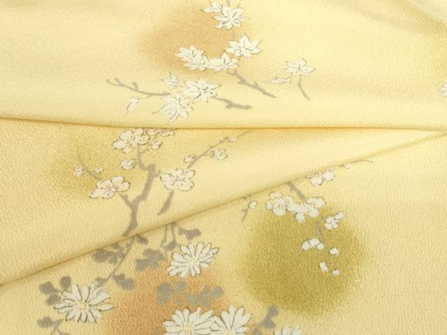 平和屋着物▽上質な小紋 単衣 枝花文 正絹 逸品 DABE4544az