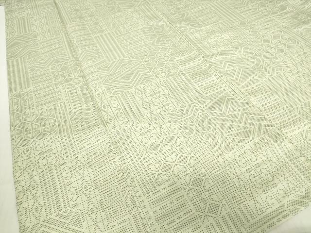 平和屋着物▽上質な紬 単衣 幾何学柄 正絹 逸品 DABE4547az