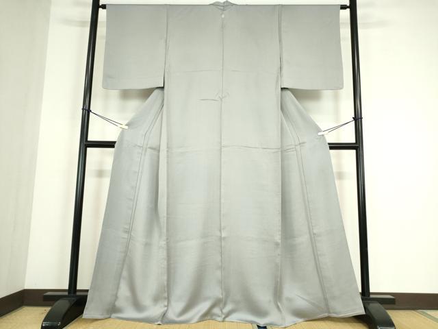 平和屋着物▽上質な色無地 単衣 紗綾型地紋 銀鼠色 正絹 逸品 DABE4557az