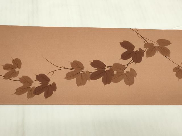 平和屋着物●京都印象派 友禅作家 橋本恵 塩瀬 九寸名古屋帯 葡萄蔦の葉文 手描き 金彩 正絹 逸品 DABE4593az