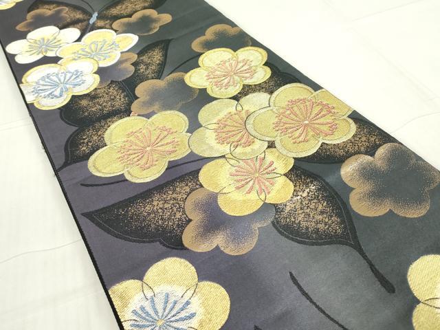 平和屋着物▼六通柄袋帯 梅舞蝶文 金銀糸 正絹 逸品 DABE4594az