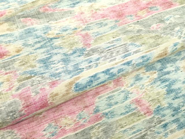 平和屋着物▽上質な紬 単衣 霞花文 正絹 逸品 DABE4640az