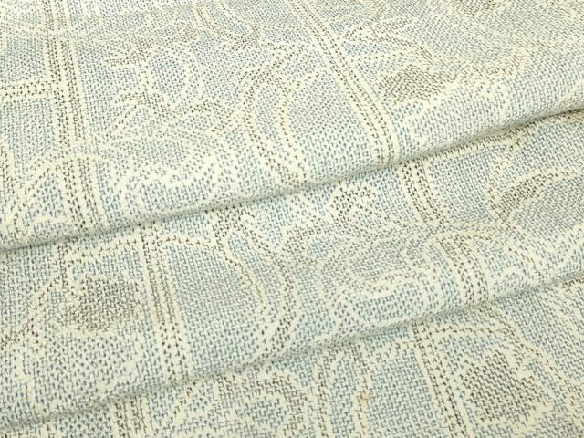 平和屋着物▽本塩沢 単衣 花唐草文 正絹 逸品 DABE4643az
