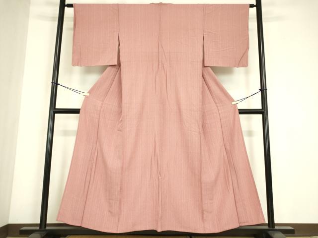 平和屋着物▽上質な小紋 単衣 縞 正絹 逸品 DABE4649az