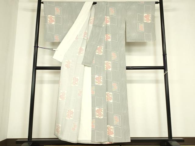 平和屋着物▽上質な小紋 単衣 色紙花文 正絹 逸品 DABE4650az