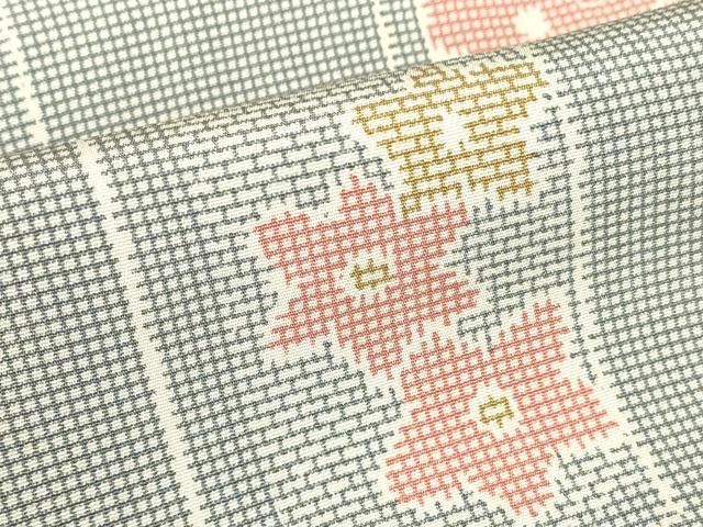 平和屋着物▽上質な小紋 単衣 色紙花文 正絹 逸品 DABE4650az