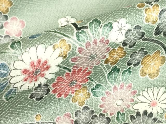 平和屋着物▽上質な小紋 単衣 吉祥枝花文 正絹 逸品 未使用 DABE4658az