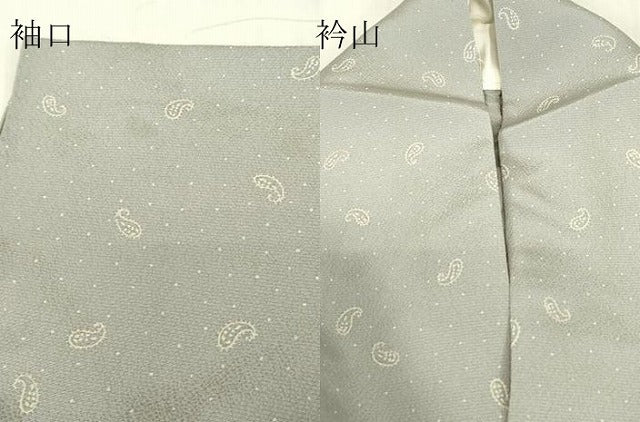 平和屋着物▽上質な小紋 単衣 ペイズリー柄 金彩 正絹 逸品 DABE4660az