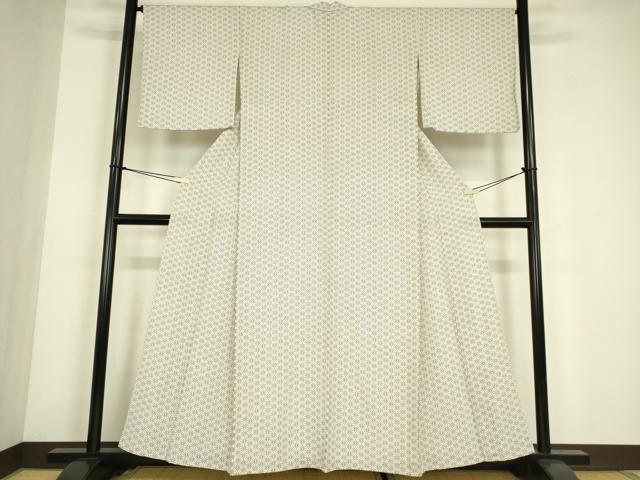平和屋着物▽上質な小紋 単衣 麻の葉文 正絹 逸品 DABE4662az