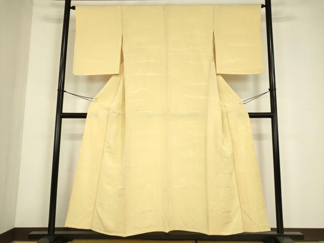 平和屋着物▽上質な色無地 単衣 山車 風景地紋 蜂蜜色 正絹 逸品 DABE4673az