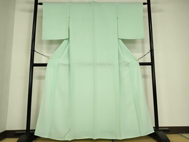 平和屋着物▽上質な色無地 単衣 錆青磁色 正絹 逸品 DABE4677az