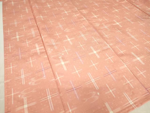 平和屋着物▽上質な紬 単衣 燕絣 正絹 逸品 DABE4695az