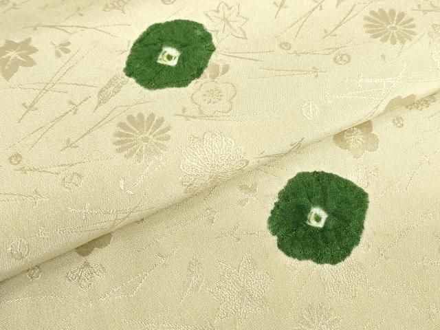 平和屋着物▽上質な小紋 単衣 絞り 零れ松葉花文 正絹 逸品 DABE4699az