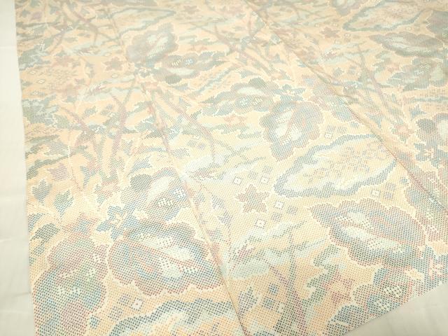 平和屋着物▽本場大島紬 7マルキ 単衣 草花文 正絹 逸品 DABE4700az