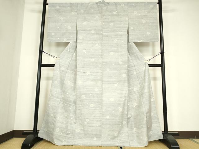 平和屋着物▽上質な紬 単衣 雪輪文 正絹 逸品 DABE4701az