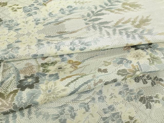 平和屋着物▽本場大島紬 白大島 7マルキ 単衣 総絣 籬花文 正絹 逸品 DABE4705az