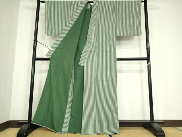 平和屋着物▽男性 小紋 単衣 縞 洗える着物 DABE4716az