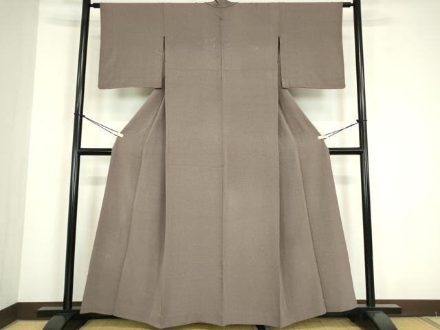 平和屋着物▽上質な色無地 単衣 樺茶色 正絹 逸品 DABE4720az