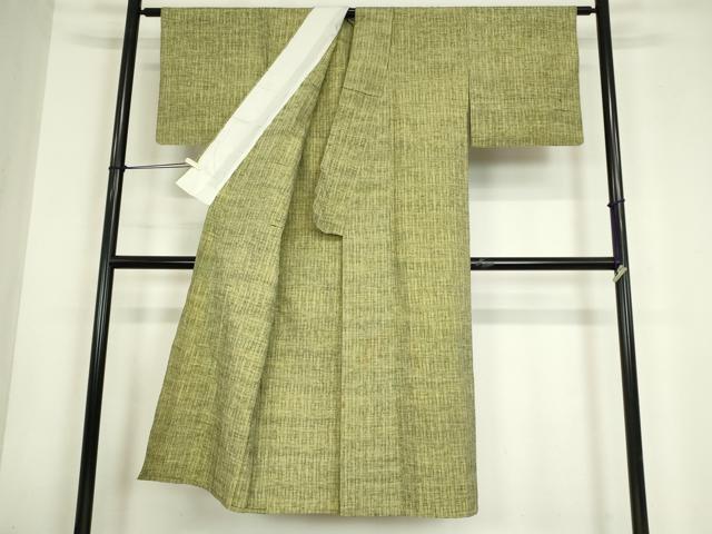 平和屋着物▽上質な紬 単衣 格子 正絹 逸品 DABE4723az