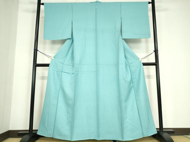 平和屋着物▽上質な色無地 単衣 白群色 正絹 逸品 DABE4724az
