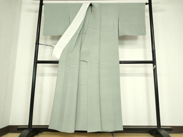 平和屋着物▽上質な色無地 単衣 柳鼠色 正絹 逸品 DABE4727az
