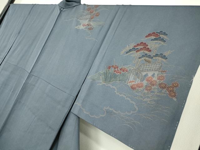 平和屋着物▽訪問着 単衣 刺繍 籬花文 金彩 正絹 逸品 未使用 DABE4730az
