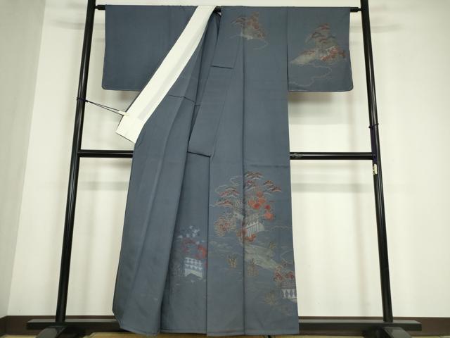 平和屋着物▽訪問着 単衣 刺繍 籬花文 金彩 正絹 逸品 未使用 DABE4730az