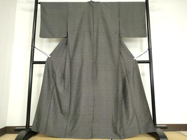 平和屋着物▽江戸小紋 単衣 鮫小紋柄 黒地 洗える着物 DABE4736az
