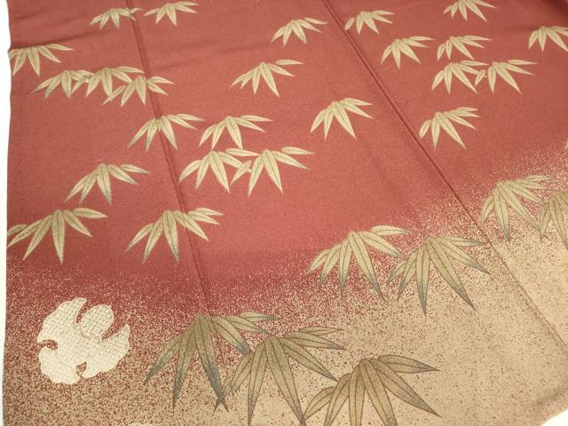 平和屋着物▽訪問着 単衣 片身変わり 福良雀に笹竹文 洗える着物 DABE4738az