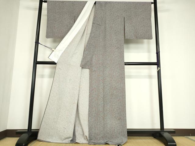 平和屋着物▽小紋 単衣 流水花鳥文 洗える着物 DABE4740az