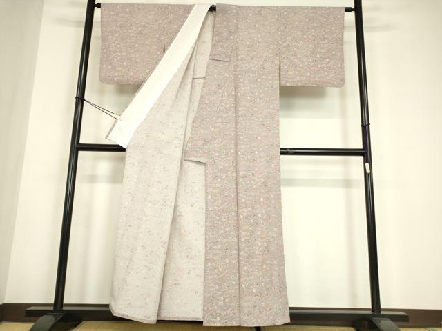平和屋着物▽小紋 単衣 折鶴楽器扇面花文 洗える着物 DABE4745az