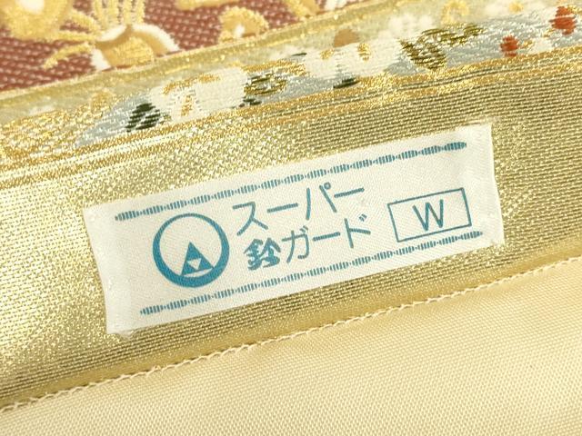 平和屋着物▼六通柄袋帯 霞取り宝づくし花文 金糸 引箔 鈴乃屋扱い 正絹 逸品 DABE4769az