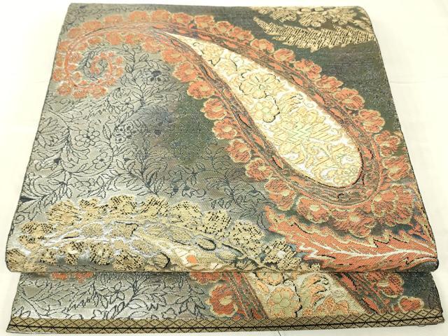 平和屋着物▼西陣 服部織物謹製 六通柄袋帯 カシミヤ ペイズリー柄 正絹 逸品 DABE4787az