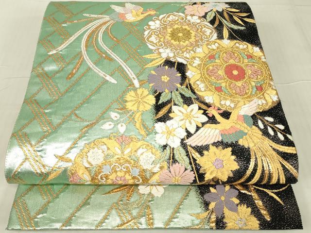 平和屋着物▼六通柄袋帯 正倉院鳳凰花文 金銀糸 正絹 逸品 DABE4791az