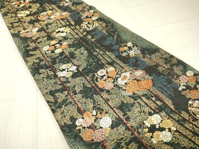 平和屋着物▼両面 六通柄袋帯 唐織 花丸文 金糸 引箔 正絹 逸品 DABE4795az