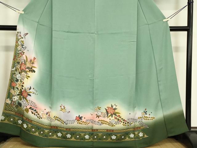 平和屋着物▽訪問着 単衣 七宝に辻が花 暈し染め 正絹 逸品 DABE4797az
