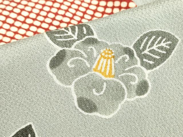 平和屋着物▽上質な小紋 単衣 型染め 市松花文 鬼しぼ縮緬 正絹 逸品 DABE4798az