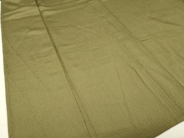平和屋着物▽男性 色無地 単衣 黄海松茶色 正絹 逸品 DABE4807az