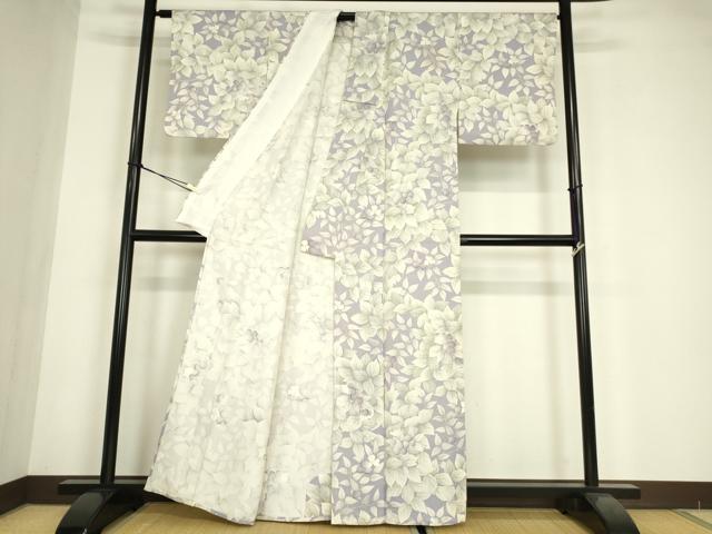 平和屋着物▽上質な小紋 単衣 草花文 正絹 逸品 DABE4811az