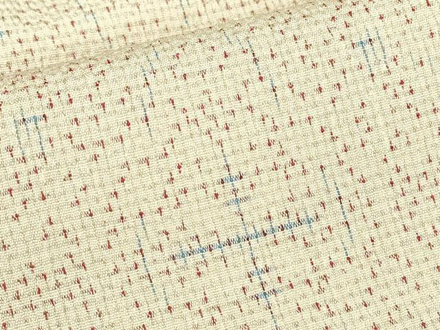 平和屋着物▽白鷹お召 単衣 幾何学文 正絹 逸品 DABE4813az