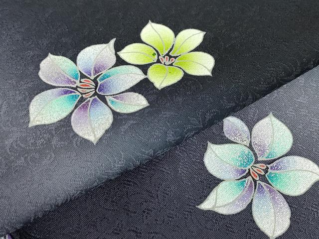 平和屋着物▽上質な小紋 単衣 舞花文 暈し染め 金彩 正絹 逸品 未使用 DABE4814az