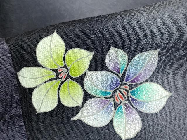 平和屋着物▽上質な小紋 単衣 舞花文 暈し染め 金彩 正絹 逸品 未使用 DABE4814az