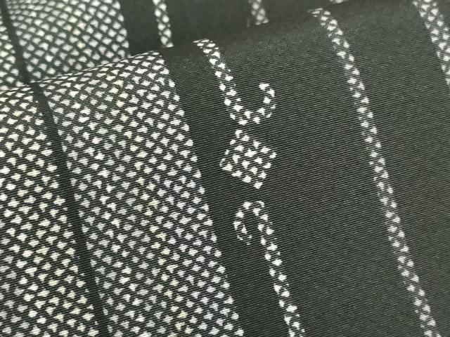 平和屋着物▽小紋 単衣 変わり斜線文 黒地 洗える着物 DABE4816az